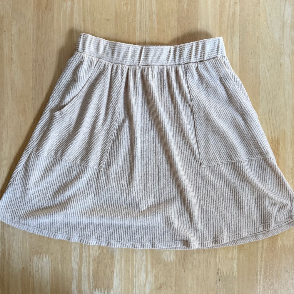 Gilli Beige Textured A-Line Skirt